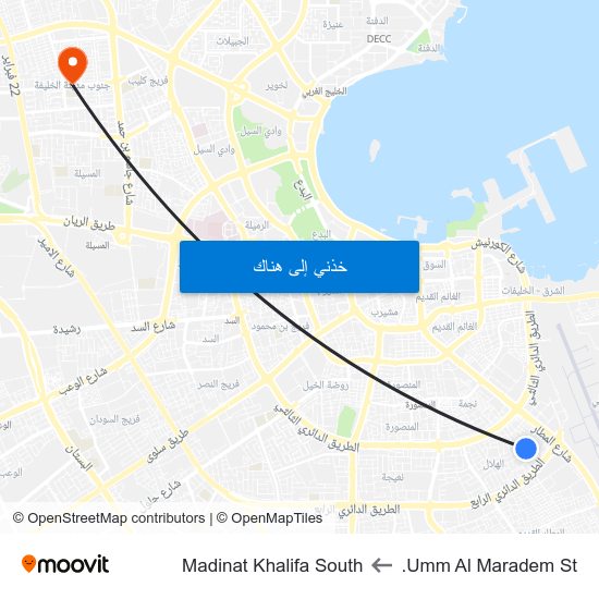 Umm Al Maradem St. to Madinat Khalifa South map