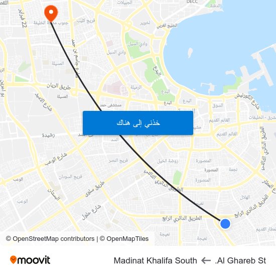 Al Ghareb St. to Madinat Khalifa South map