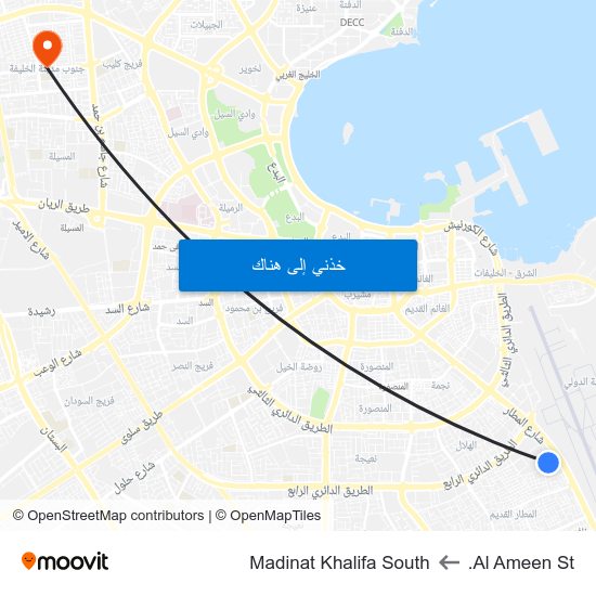 Al Ameen St. to Madinat Khalifa South map
