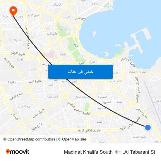 Al Tabarani St. to Madinat Khalifa South map