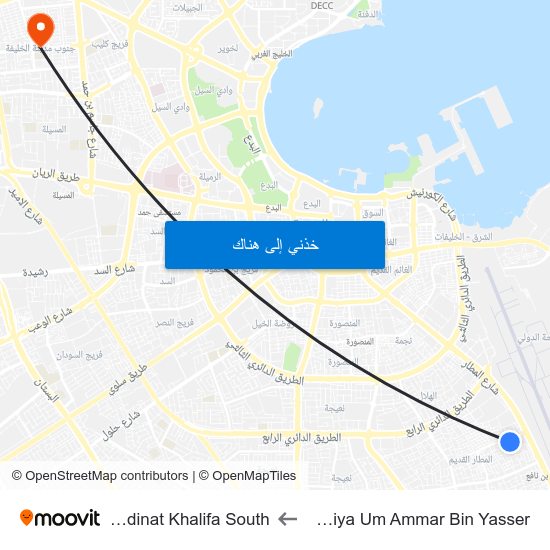 Somiya Um Ammar Bin Yasser to Madinat Khalifa South map