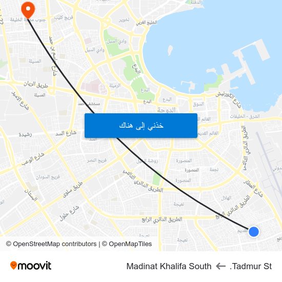 Tadmur St. to Madinat Khalifa South map