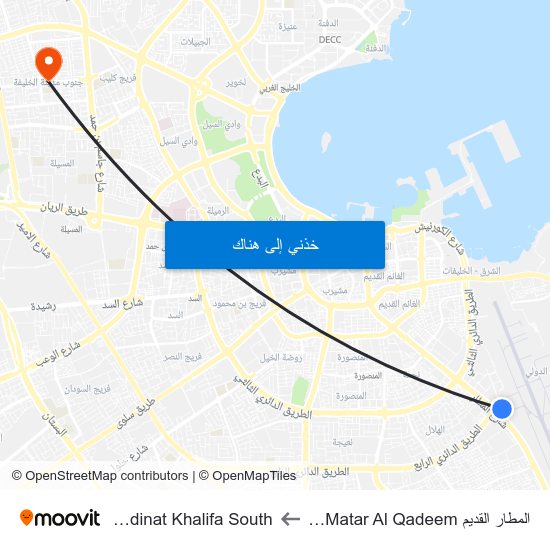 المطار القديم Al Matar Al Qadeem to Madinat Khalifa South map