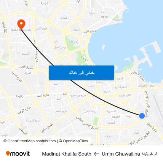 ام غويلينة Umm Ghuwailina to Madinat Khalifa South map