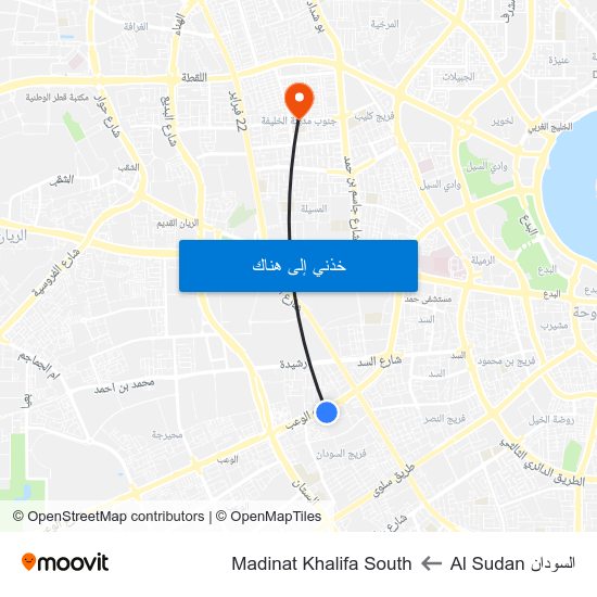 السودان Al Sudan to Madinat Khalifa South map