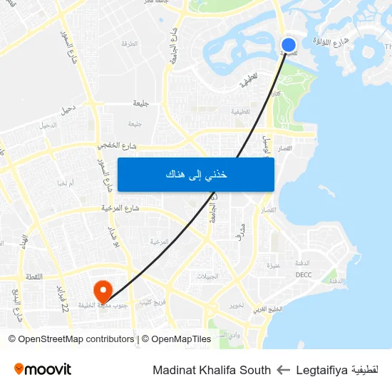 لقطيفية Legtaifiya to Madinat Khalifa South map