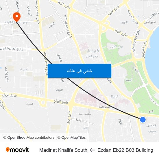 Ezdan Eb22 B03 Building to Madinat Khalifa South map
