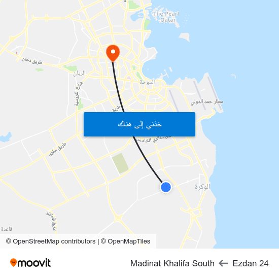 Ezdan 24 to Madinat Khalifa South map