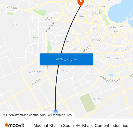 Khalid Cement Industries to Madinat Khalifa South map