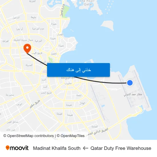 Qatar Duty Free Warehouse to Madinat Khalifa South map