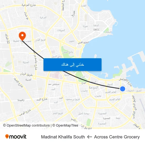 Across Centre Grocery to Madinat Khalifa South map