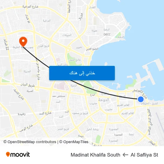 Al Safliya St to Madinat Khalifa South map