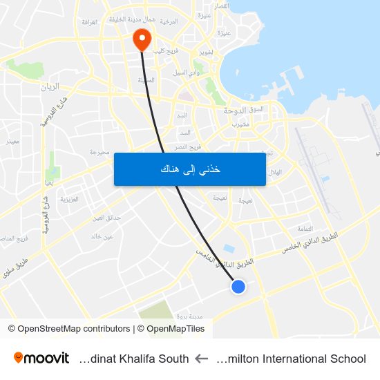 Hamilton International School to Madinat Khalifa South map