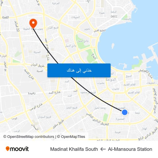 Al-Mansoura Station to Madinat Khalifa South map