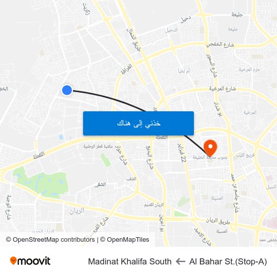 Al Bahar St.(Stop-A) to Madinat Khalifa South map