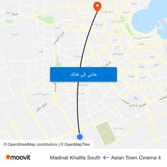 Asian Town Cinema 4 to Madinat Khalifa South map