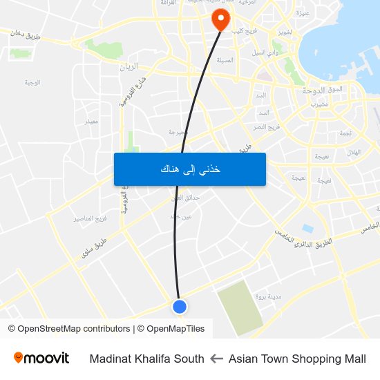 Asian Town Shopping Mall to Madinat Khalifa South map