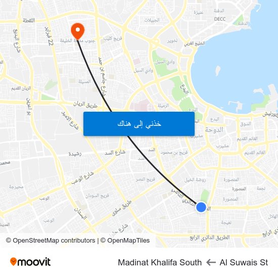 Al Suwais St to Madinat Khalifa South map