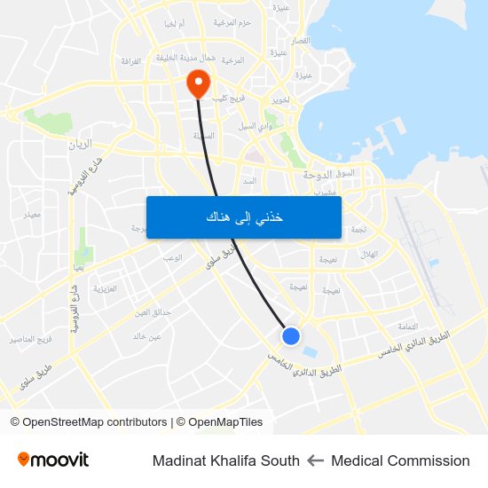 Medical Commission to Madinat Khalifa South map