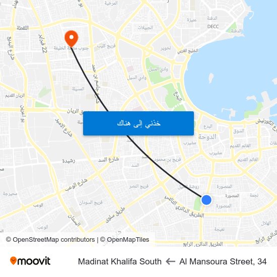 Al Mansoura Street, 34 to Madinat Khalifa South map