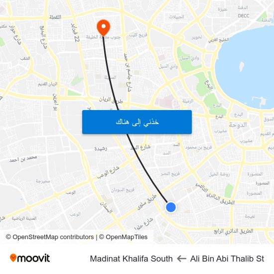 Ali Bin Abi Thalib St to Madinat Khalifa South map