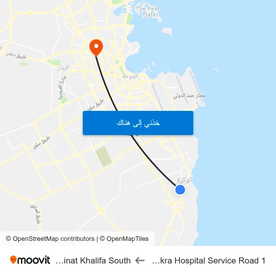 Al Wakra Hospital Service Road 1 to Madinat Khalifa South map