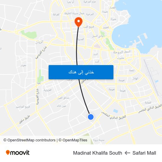 Safari Mall to Madinat Khalifa South map