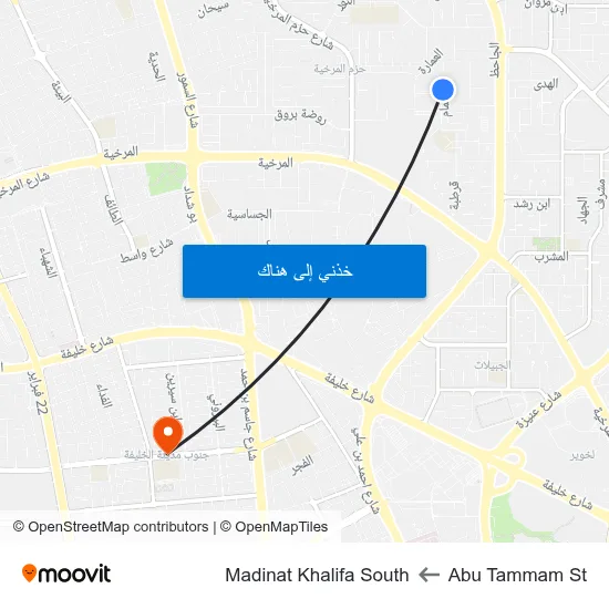 Abu Tammam St to Madinat Khalifa South map