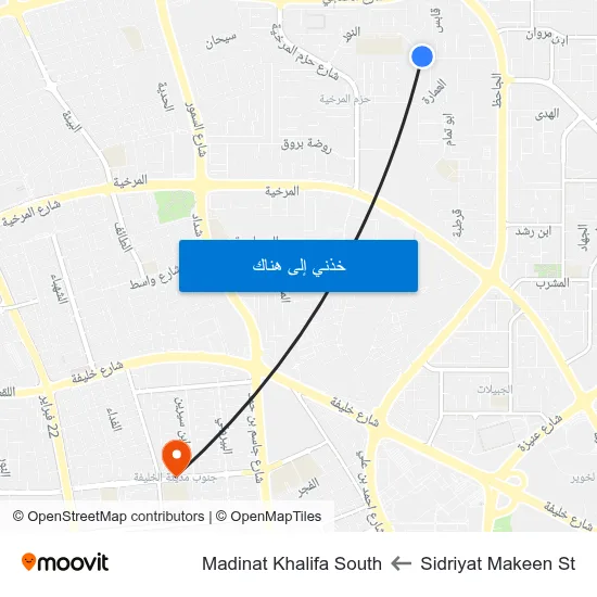 Sidriyat Makeen St to Madinat Khalifa South map