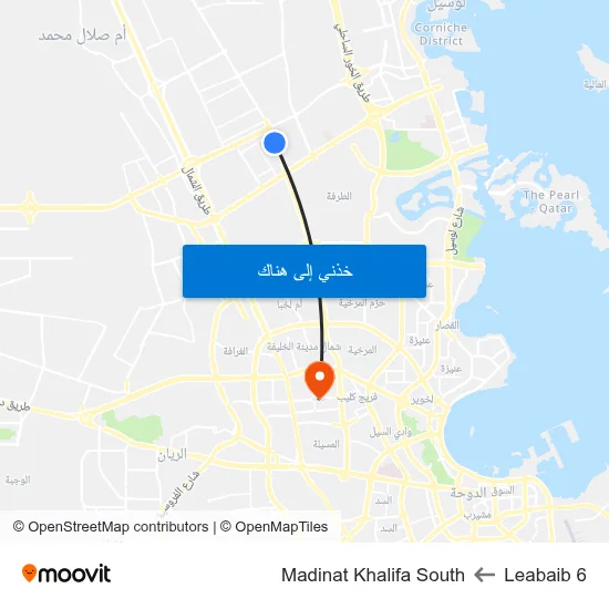 Leabaib 6 to Madinat Khalifa South map