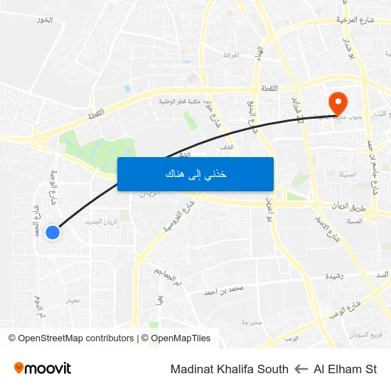 Al Elham St to Madinat Khalifa South map