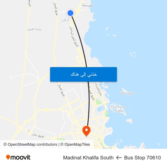 Bus Stop 70610 to Madinat Khalifa South map