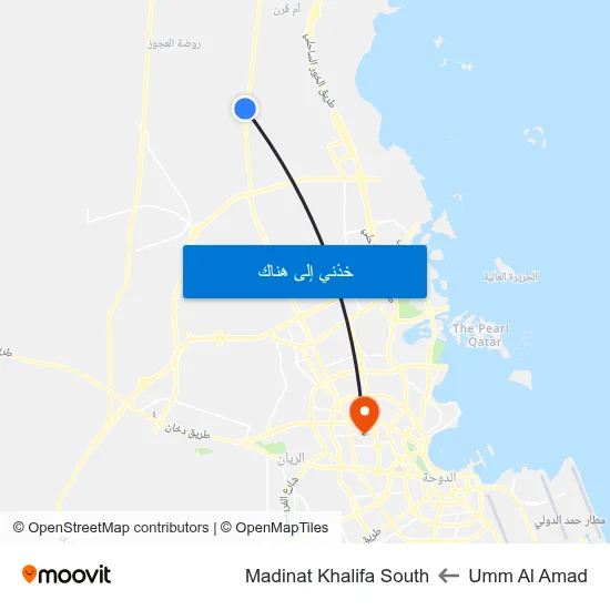 Umm Al Amad to Madinat Khalifa South map