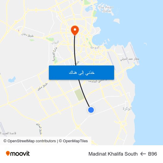 B96 to Madinat Khalifa South map