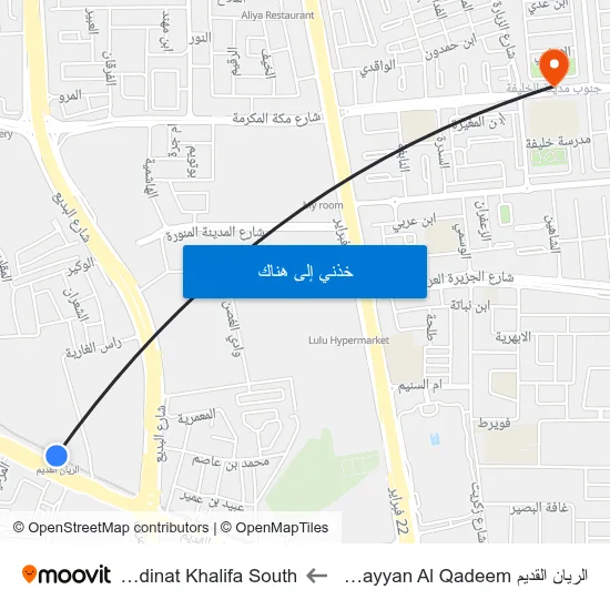 الريان القديم Al Rayyan Al Qadeem to Madinat Khalifa South map