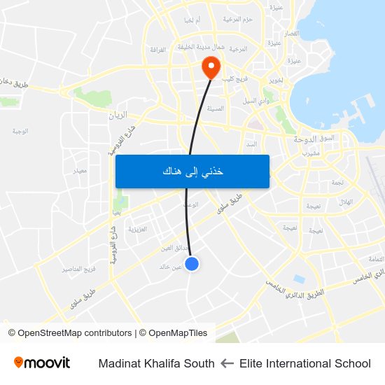 Elite International School to Madinat Khalifa South map