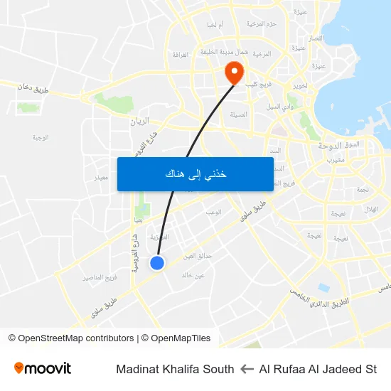 Al Rufaa Al Jadeed St to Madinat Khalifa South map
