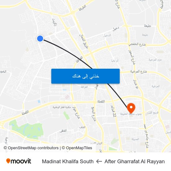 After Gharrafat Al Rayyan to Madinat Khalifa South map