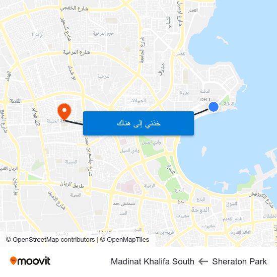 Sheraton Park to Madinat Khalifa South map