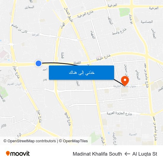 Al Luqta St to Madinat Khalifa South map