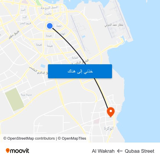 Qubaa Street to Al Wakrah map