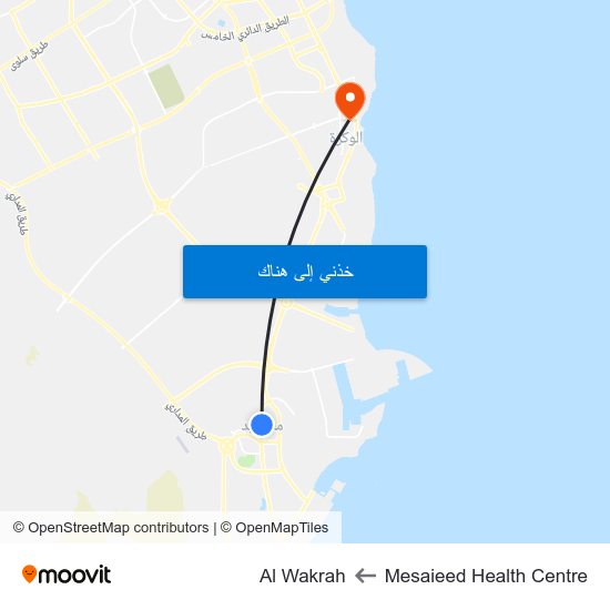 Mesaieed Health Centre to Al Wakrah map