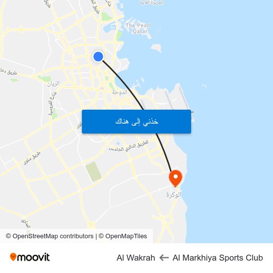 Al Markhiya Sports Club to Al Wakrah map