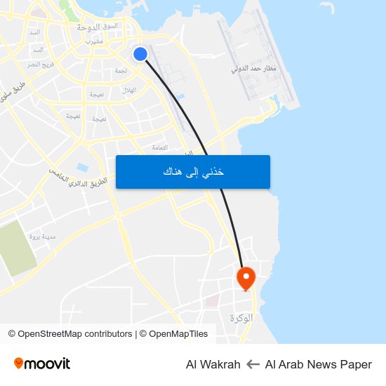Al Arab News Paper to Al Wakrah map