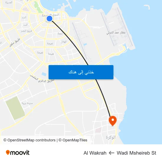 Wadi Msheireb St to Al Wakrah map