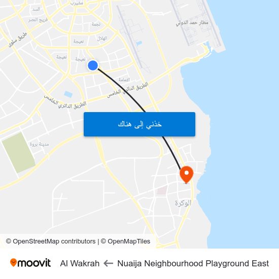 Nuaija Neighbourhood Playground East to Al Wakrah map