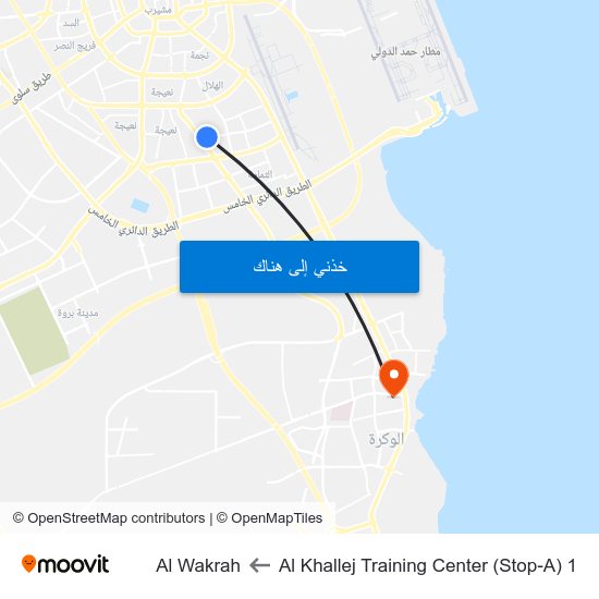 Al Khallej Training Center (Stop-A) 1 to Al Wakrah map