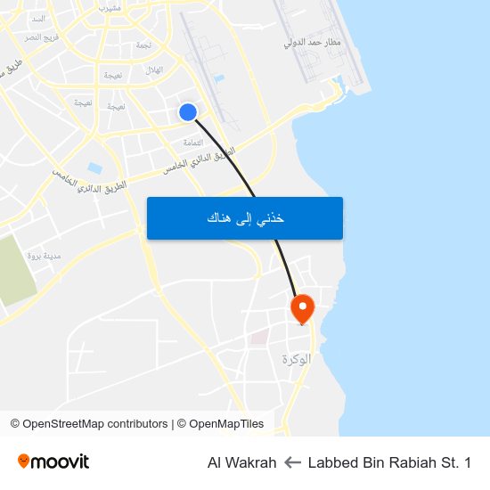 Labbed Bin Rabiah St. 1 to Al Wakrah map