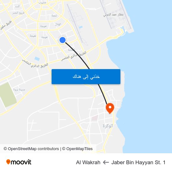 Jaber Bin Hayyan St. 1 to Al Wakrah map