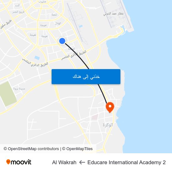 Educare International Academy 2 to Al Wakrah map